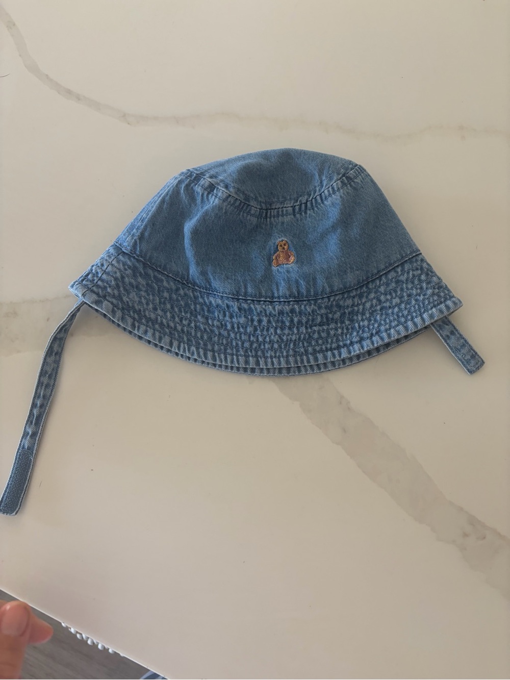 GAP Light Denim Bucket Hat with Embroidered Bear